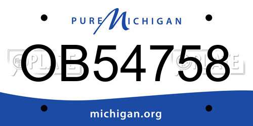 OB54758 Michigan License Plate
