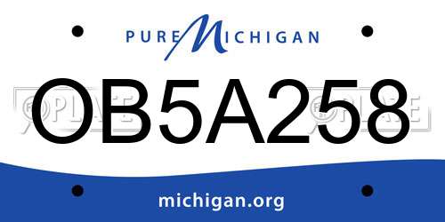 OB5A258 Michigan License Plate