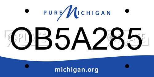 OB5A285 Michigan License Plate