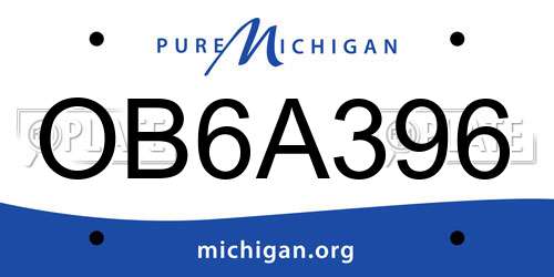OB6A396 Michigan License Plate