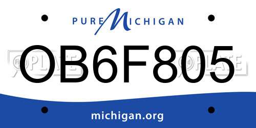 OB6F805 Michigan License Plate