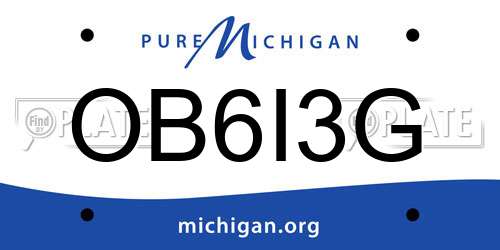 OB6I3G Michigan License Plate