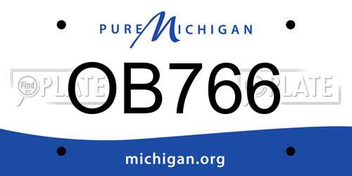 OB766 Michigan License Plate