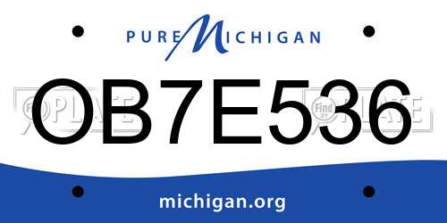 OB7E536 Michigan License Plate