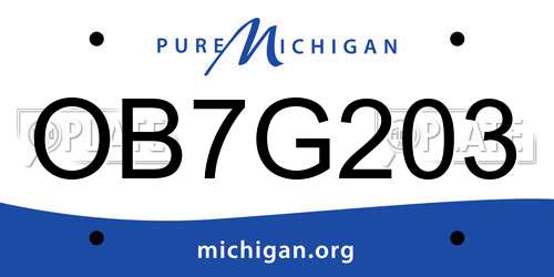 OB7G203 Michigan License Plate