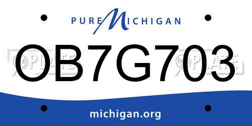 OB7G703 Michigan License Plate