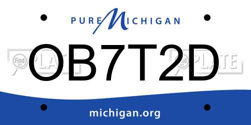 OB7T2D Michigan License Plate