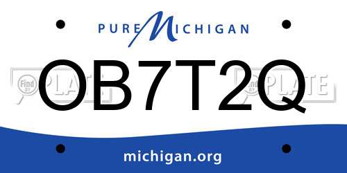 OB7T2Q Michigan License Plate