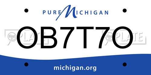OB7T7O Michigan License Plate