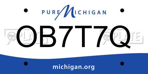 OB7T7Q Michigan License Plate