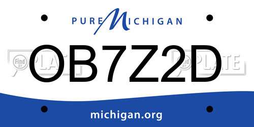 OB7Z2D Michigan License Plate