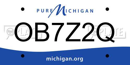 OB7Z2Q Michigan License Plate