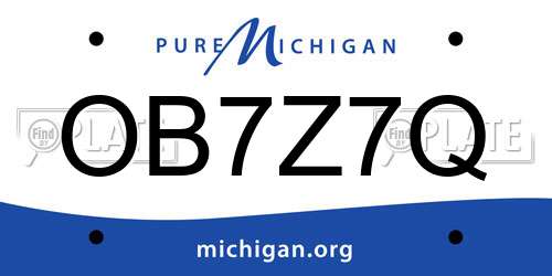 OB7Z7Q Michigan License Plate