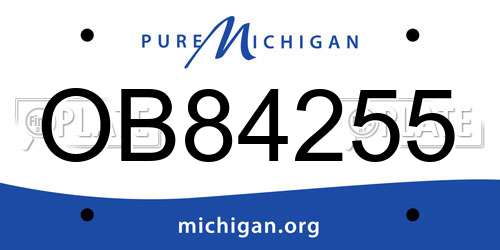 OB84255 Michigan License Plate