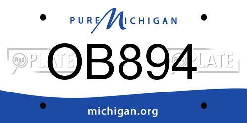 OB894 Michigan License Plate