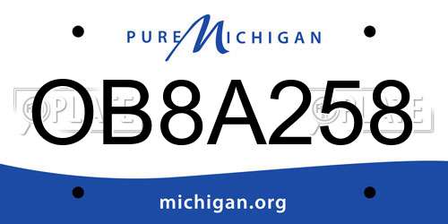 OB8A258 Michigan License Plate