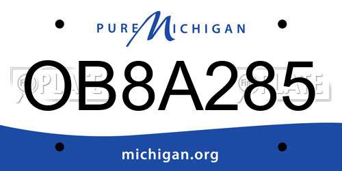 OB8A285 Michigan License Plate