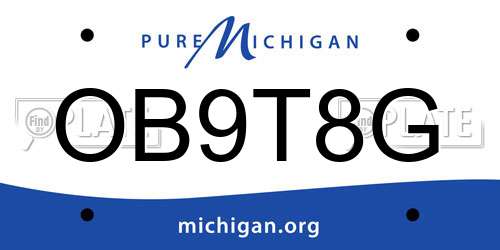 OB9T8G Michigan License Plate