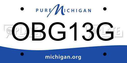OBG13G Michigan License Plate