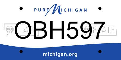 OBH597 Michigan License Plate