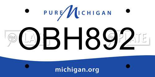 OBH892 Michigan License Plate