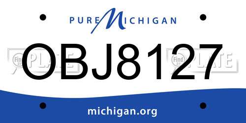 OBJ8127 Michigan License Plate