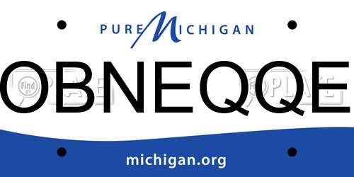 OBNEQQE Michigan License Plate
