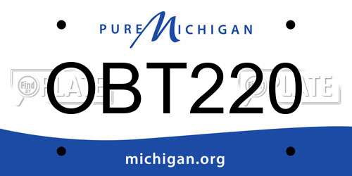 OBT220 Michigan License Plate
