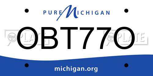 OBT77O Michigan License Plate