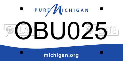 OBU025 Michigan License Plate