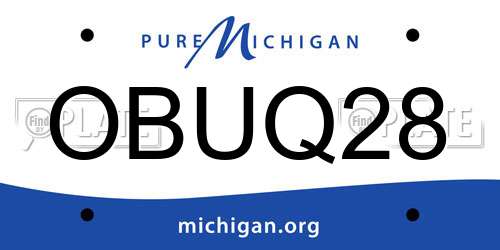 OBUQ28 Michigan License Plate