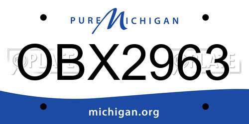 OBX2963 Michigan License Plate