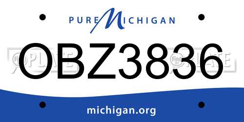 OBZ3836 Michigan License Plate