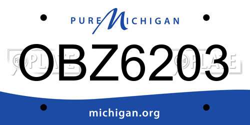 OBZ6203 Michigan License Plate