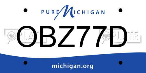 OBZ77D Michigan License Plate
