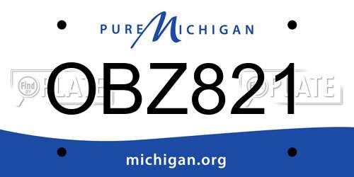 OBZ821 Michigan License Plate