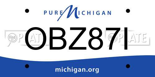 OBZ87I Michigan License Plate