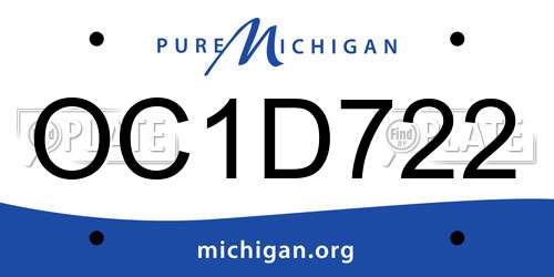 OC1D722 Michigan License Plate