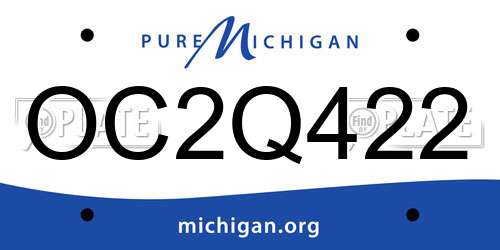OC2Q422 Michigan License Plate