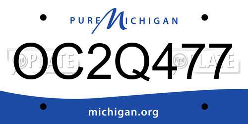 OC2Q477 Michigan License Plate