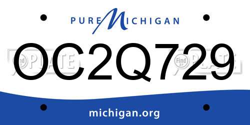 OC2Q729 Michigan License Plate