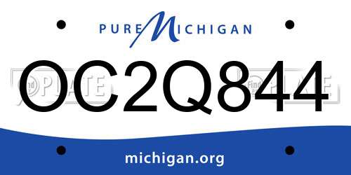 OC2Q844 Michigan License Plate