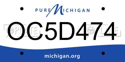 OC5D474 Michigan License Plate