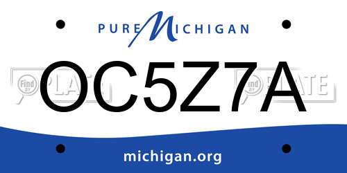 OC5Z7A Michigan License Plate