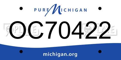 OC70422 Michigan License Plate