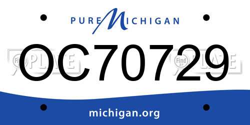 OC70729 Michigan License Plate