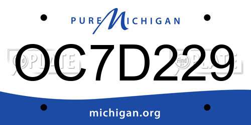 OC7D229 Michigan License Plate