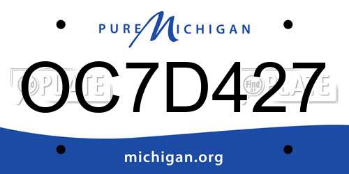 OC7D427 Michigan License Plate