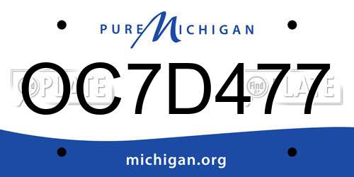OC7D477 Michigan License Plate