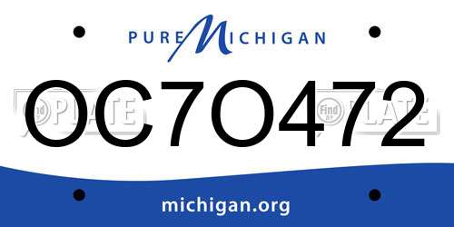 OC7O472 Michigan License Plate
